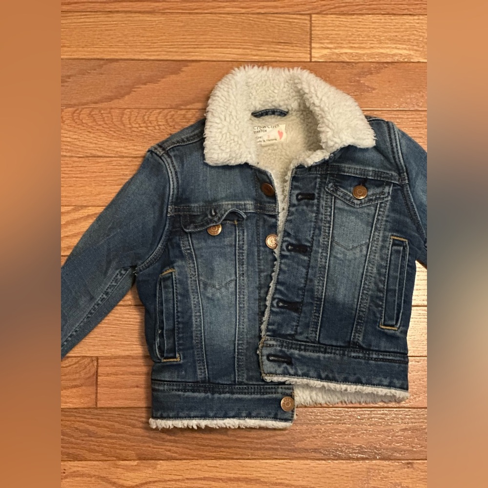 Girls Crewcuts denim jacket with wool inside 3t